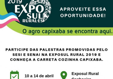 SENAI oferece oficinas gratuitas na EXPOSUL RURAL, maior evento do agronegócio no Sul do ES