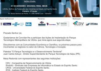 Findes e CDV promovem mesa redonda sobre nova etapa do Parque Tecnológico de Vitória